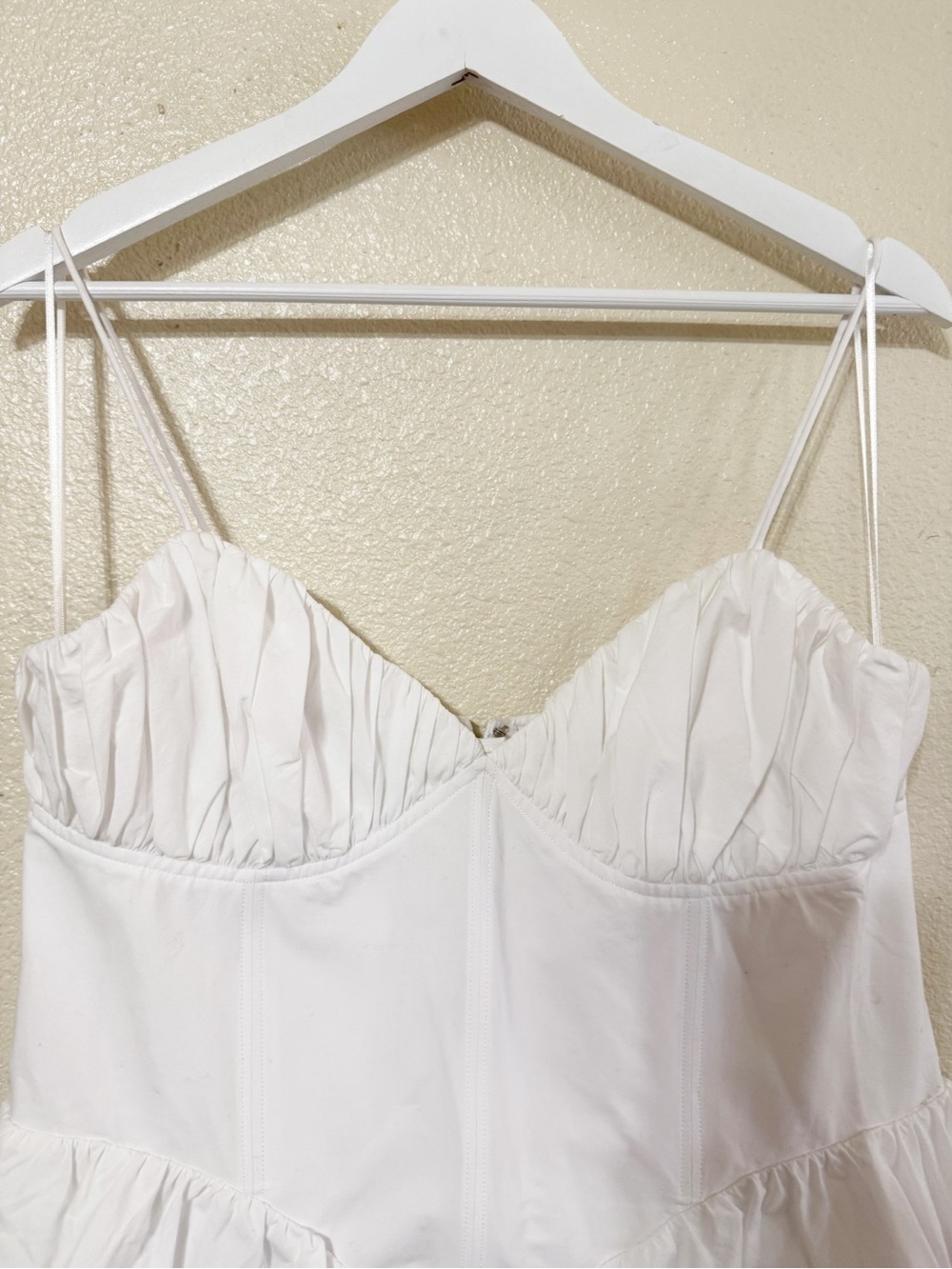 Good American Cotton Poplin Built In Shorts Ruched Cups White Mini Dress XL NEW - Picture 10 of 12